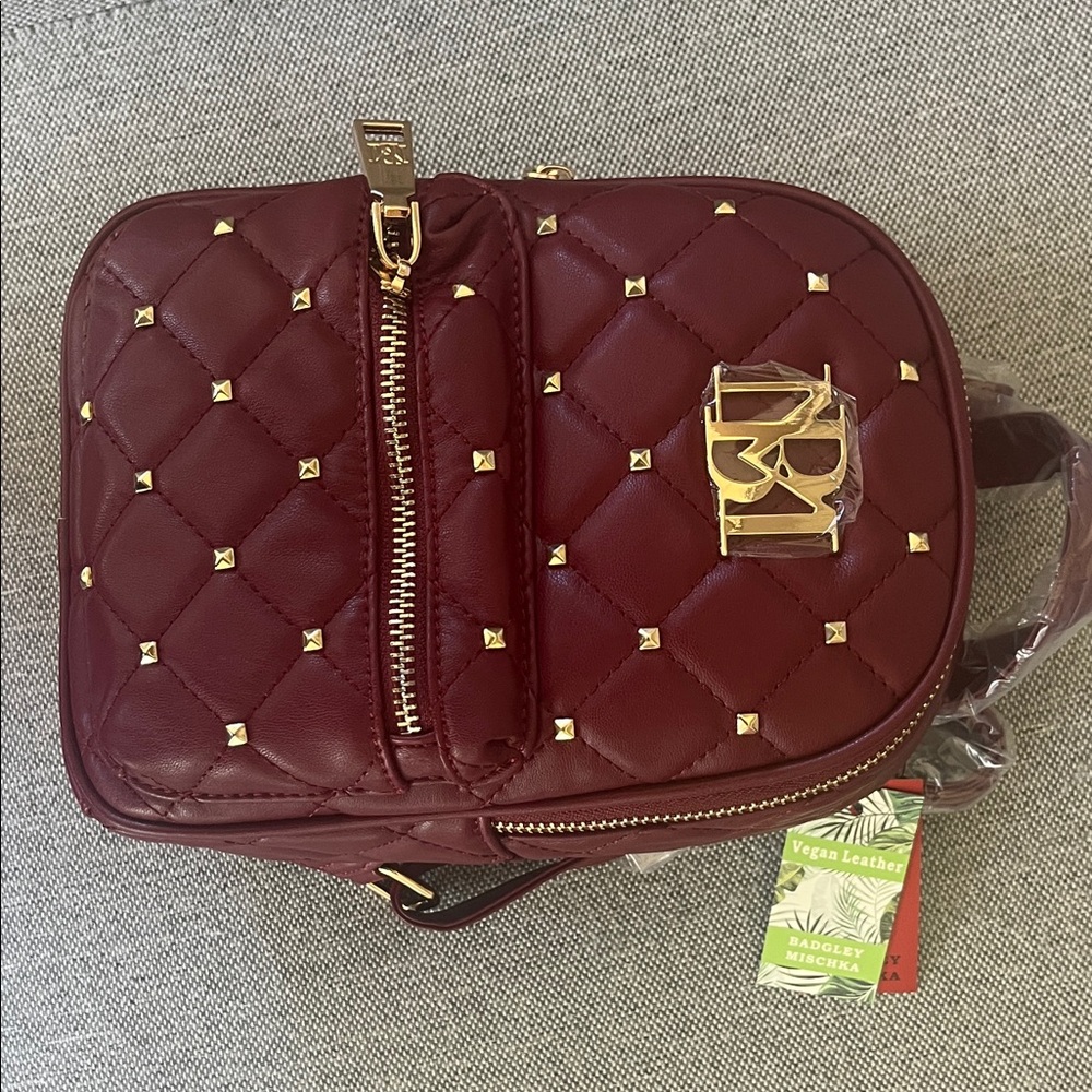 Elegant Burgundy Quilted Backpack